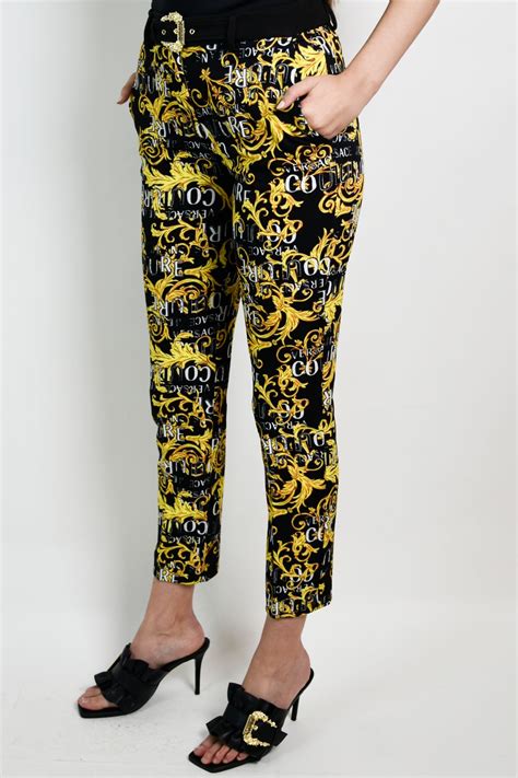 versace pantaloni pelle|Pantaloni taglio straight da donna di Versace .